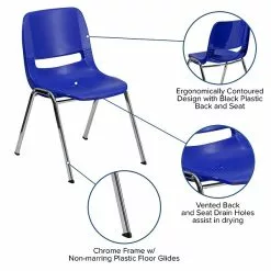 Flash Furniture Hercules Series Molded Plastic Shell Stackable Chair With Chrome Frame, Navy -Office Chairs Sale sp137199103 s7