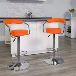 Office Chairs Sale 14 Belnick Flash Furniture Contemporary Vinyl Adjustable Height Barstool With Back, Orange, 2-Pieces (2CHTC31060ORGGG)