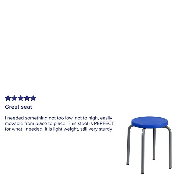 Flash Furniture 17" Plastic Backless Stackable Stool, Blue 2 Flash Furniture 17" Plastic Backless Stackable Stool, Blue - Image 2