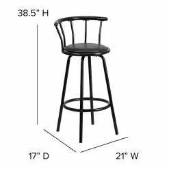 Flash Furniture Transitional Vinyl Swivel Barstool, Black (YBYJ909KD) -Office Chairs Sale sp137201342 s7