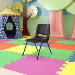 Flash Furniture Hercules Shell Ergonomic Stack Chair With Black Frame And 14" Seat, Black