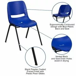Flash Furniture Hercules Shell Ergonomic Stack Chair With Black Frame And 16" Seat, Navy -Office Chairs Sale sp137201799 s7