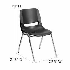 Flash Furniture Hercules Shell Ergonomic Stack Chair With Chrome Frame And 16" Seat, Black -Office Chairs Sale sp137201829 s7