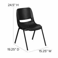 Flash Furniture Hercules Shell Ergonomic Stack Chair With Black Frame And 14" Seat, Black -Office Chairs Sale sp137201835 s7