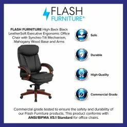 Flash Furniture Hansel Ergonomic LeatherSoft Swivel High Back Executive Office Chair, Black/Mahogany (BT90171HS) -Office Chairs Sale sp137203553 s7