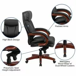 Flash Furniture Hansel Ergonomic LeatherSoft Swivel High Back Executive Office Chair, Black/Mahogany (BT90171HS) -Office Chairs Sale sp137203554 s7