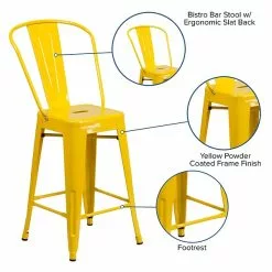 Flash Furniture Contemporary Metal Restaurant Counter Height Stool, Yellow (CH3132024GBYL) -Office Chairs Sale sp137300115 s7