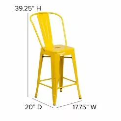 Flash Furniture Contemporary Metal Restaurant Counter Height Stool, Yellow (CH3132024GBYL) -Office Chairs Sale sp137300116 s7