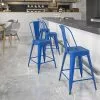 Flash Furniture Contemporary Metal Restaurant Counter Height Stool, Blue (CH3132024GBBL)