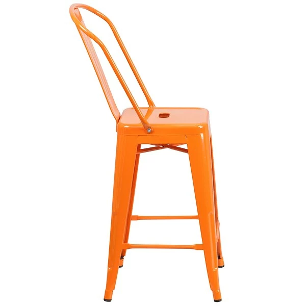 Flash Furniture Contemporary Metal Restaurant Counter Height Stool, Orange (CH3132024GBOR) 8 Flash Furniture Contemporary Metal Restaurant Counter Height Stool, Orange (CH3132024GBOR) - Image 8