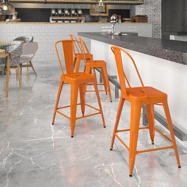 Flash Furniture Contemporary Metal Restaurant Counter Height Stool, Orange (CH3132024GBOR) 1 Flash Furniture Contemporary Metal Restaurant Counter Height Stool, Orange (CH3132024GBOR)