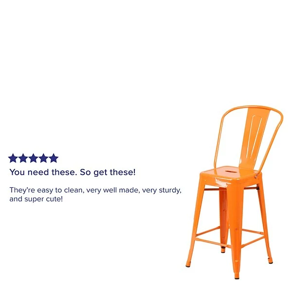 Flash Furniture Contemporary Metal Restaurant Counter Height Stool, Orange (CH3132024GBOR) 3 Flash Furniture Contemporary Metal Restaurant Counter Height Stool, Orange (CH3132024GBOR) - Image 3