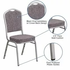 Flash Furniture Crown Back Stacking Banquet Chair With Herringbone Fabric And Thick Seat, Silver Frame, 4/Pack  (4FDC01S12GG) -Office Chairs Sale sp137393774 s7