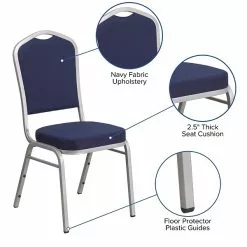 Flash Furniture HERCULES Series Crown Back Stacking Banquet Chair With Navy Fabric And 2.5'' Thick Seat, Silver Frame -Office Chairs Sale sp137393784 s7