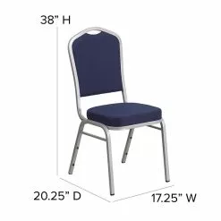 Flash Furniture HERCULES Series Crown Back Stacking Banquet Chair With Navy Fabric And 2.5'' Thick Seat, Silver Frame -Office Chairs Sale sp137393785 s7