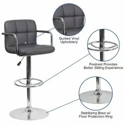 Flash Furniture Contemporary Vinyl Adjustable Height Barstool With Back, Gray (CH102029GY) -Office Chairs Sale sp137396419 s7