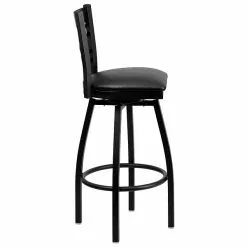Flash Furniture Traditional Vinyl Restaurant Swivel Barstool With Back, Black (XU6F8BXSWVBKV) -Office Chairs Sale sp137777004 s7