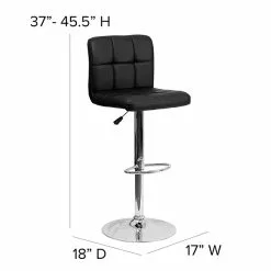 Flash Furniture Contemporary Vinyl Adjustable Height Barstool With Back, Black (DS810MODBK) -Office Chairs Sale sp140431819 s7
