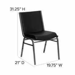 Flash Furniture HERCULES Vinyl Office Stacking Chair, Silver Vein/Black (4-XU-60153-BK-VYL-GG) -Office Chairs Sale sp142043567 s7