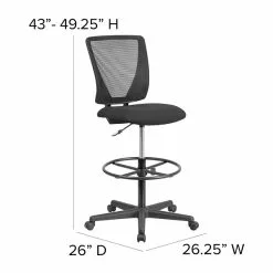 Flash Furniture Ergonomic Mid-Back Mesh Drafting Chair With Black Fabric Seat And Adjustable Foot Ring [GO-2100-GG] -Office Chairs Sale sp144375456 s7