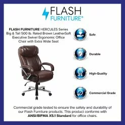 Flash Furniture HERCULES Series Ergonomic LeatherSoft Swivel Big & Tall Executive Office Chair, Brown (GO2092M1BN) -Office Chairs Sale sp144375786 s7