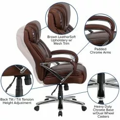 Flash Furniture HERCULES Series Ergonomic LeatherSoft Swivel Big & Tall Executive Office Chair, Brown (GO2092M1BN) -Office Chairs Sale sp144375788 s7
