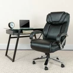 Flash Furniture HERCULES Series Ergonomic LeatherSoft Swivel Big & Tall Executive Office Chair, Black (GO2092M1BK)