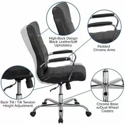 Flash Furniture Whitney Ergonomic LeatherSoft Swivel High Back Executive Office Chair, Black/Chrome (GO2286HBK) -Office Chairs Sale sp144474635 s7