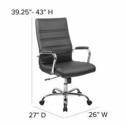 Flash Furniture Whitney Ergonomic LeatherSoft Swivel High Back Executive Office Chair, Black/Chrome (GO2286HBK) -Office Chairs Sale sp144474636 s7