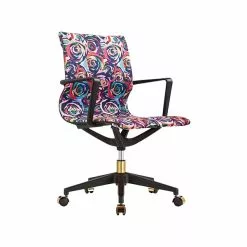 The Raynor Group Elizabeth Sutton Wynwood Fabric Swivel Task Chair, Multi Rose Black Gold (K-ESWY-BLK-ROSE-GLD)