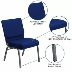 Flash Furniture HERCULES 21'' Church Chair W/4'' Seat Silver Vein Frame, Navy Blue -Office Chairs Sale sp154567761 s7
