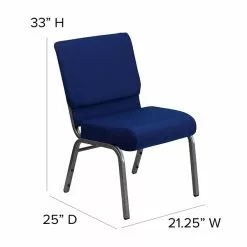 Flash Furniture HERCULES 21'' Church Chair W/4'' Seat Silver Vein Frame, Navy Blue -Office Chairs Sale sp154567762 s7
