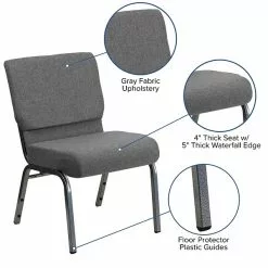 Flash Furniture HERCULES 21'' Church Chairs W/3.75'' Seat Silver Vein Frame (XUCH0221GYSV) -Office Chairs Sale sp154567788 s7