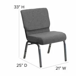 Flash Furniture HERCULES 21'' Church Chairs W/3.75'' Seat Silver Vein Frame (XUCH0221GYSV) -Office Chairs Sale sp154567789 s7
