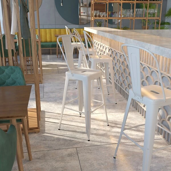 Flash Furniture Contemporary Metal Restaurant Barstool, White (CH3132030GBWH) 1 Flash Furniture Contemporary Metal Restaurant Barstool, White (CH3132030GBWH)