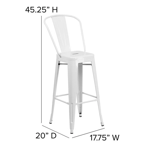 Flash Furniture Contemporary Metal Restaurant Barstool, White (CH3132030GBWH) 5 Flash Furniture Contemporary Metal Restaurant Barstool, White (CH3132030GBWH) - Image 5