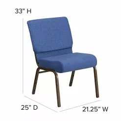 Flash Furniture HERCULES Series 21'' Extra Wide Blue Fabric Stacking Church Chair With 4'' Thick Seat, Gold Vein Frame -Office Chairs Sale sp154587899 s7