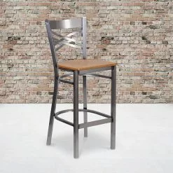 Flash Furniture Traditional Wood Restaurant Barstool With Back, Natural, 2-Pieces (2XU6F8BCLBNATW)
