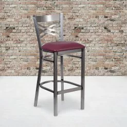 Flash Furniture Traditional Vinyl Restaurant Barstool With Back, Burgundy, 2-Pieces (2XU6F8BCLBBURV)