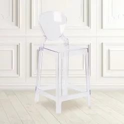 Flash Furniture Ghost Counter Stool In Transparent Crystal With Tear Back (OWTEARBACK24)