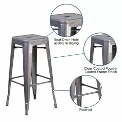 Flash Furniture Contemporary Metal Restaurant Barstool, Clear Coated (XUDGTP000430) 9 Flash Furniture Contemporary Metal Restaurant Barstool, Clear Coated (XUDGTP000430) -Office Chairs Sale sp155524297 s7