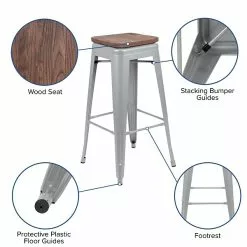 Flash Furniture Metal 30" High Indoor Bar Stool, Silver, 4-Pieces (4ET31320W30SVR) 11 Flash Furniture Metal 30" High Indoor Bar Stool, Silver, 4-Pieces (4ET31320W30SVR) -Office Chairs Sale sp155707026 s7