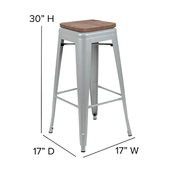 Flash Furniture Metal 30" High Indoor Bar Stool, Silver, 4-Pieces (4ET31320W30SVR) 5 Flash Furniture Metal 30" High Indoor Bar Stool, Silver, 4-Pieces (4ET31320W30SVR) - Image 5