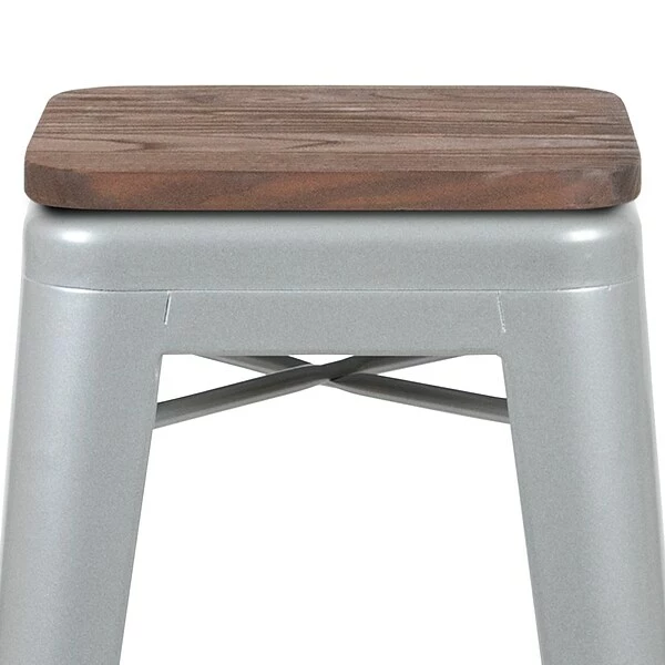 Flash Furniture Metal 30" High Indoor Bar Stool, Silver, 4-Pieces (4ET31320W30SVR) 6 Flash Furniture Metal 30" High Indoor Bar Stool, Silver, 4-Pieces (4ET31320W30SVR) - Image 6