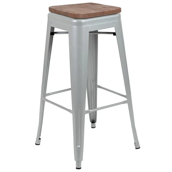 Flash Furniture Metal 30" High Indoor Bar Stool, Silver, 4-Pieces (4ET31320W30SVR) 7 Flash Furniture Metal 30" High Indoor Bar Stool, Silver, 4-Pieces (4ET31320W30SVR) - Image 7