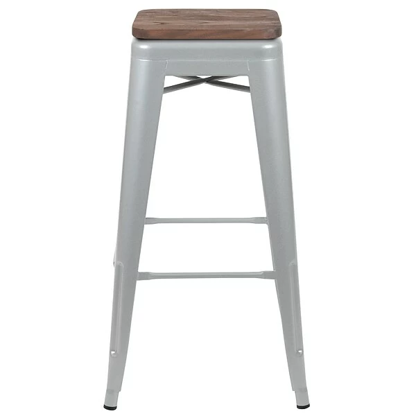 Flash Furniture Metal 30" High Indoor Bar Stool, Silver, 4-Pieces (4ET31320W30SVR) 8 Flash Furniture Metal 30" High Indoor Bar Stool, Silver, 4-Pieces (4ET31320W30SVR) - Image 8