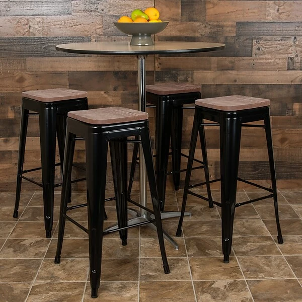 Flash Furniture Metal 30" High Indoor Bar Stool, Black, 4-Pieces (4ET31320W30BKR) 1 Flash Furniture Metal 30" High Indoor Bar Stool, Black, 4-Pieces (4ET31320W30BKR)