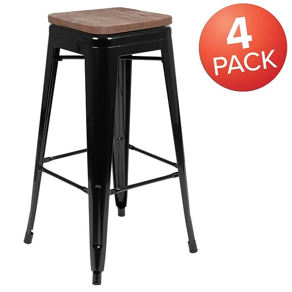 Flash Furniture Metal 30" High Indoor Bar Stool, Black, 4-Pieces (4ET31320W30BKR) 2 Flash Furniture Metal 30" High Indoor Bar Stool, Black, 4-Pieces (4ET31320W30BKR) - Image 2