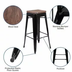 Flash Furniture Metal 30" High Indoor Bar Stool, Black, 4-Pieces (4ET31320W30BKR) 11 Flash Furniture Metal 30" High Indoor Bar Stool, Black, 4-Pieces (4ET31320W30BKR) -Office Chairs Sale sp155707049 s7