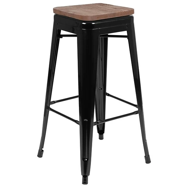 Flash Furniture Metal 30" High Indoor Bar Stool, Black, 4-Pieces (4ET31320W30BKR) 7 Flash Furniture Metal 30" High Indoor Bar Stool, Black, 4-Pieces (4ET31320W30BKR) - Image 7